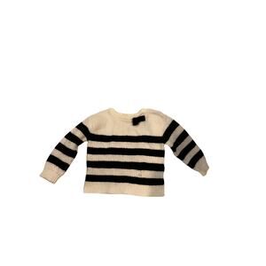 Btween White Black Striped  Kids Knit Sweater 2T